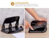 Bostitch Office EZ Squeeze Heavy Duty 3-Hole Punch for Home Office & School, 40-Sheet Capacity, One-Touch Reduced Force, Sleek Black Design