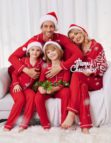 Ekouaer Christmas Family Matching Pajamas Long Sleeve Button Down Pj Set Festival Party Sleepwear,Red,Women,L