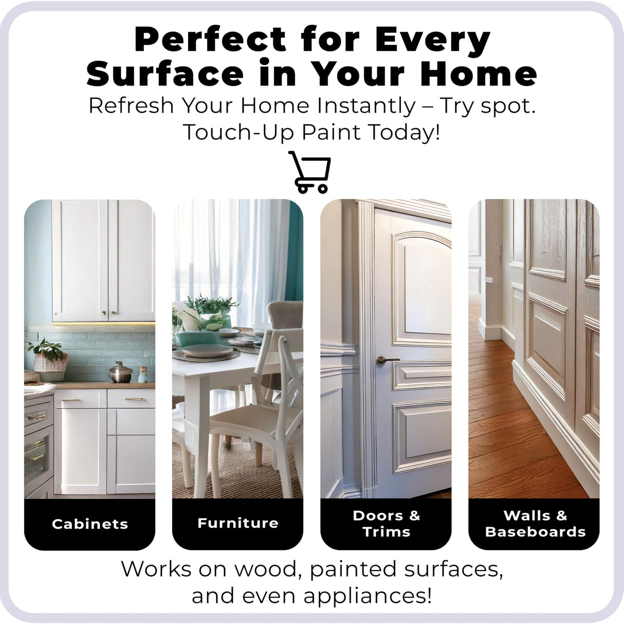 spot. Touch-Up Paint | Matte Finish for Cabinets, Walls, Doors & Furniture | Multi-Tone White Repair Kit | Quick-Dry, Self-Priming, Low-Odor, Eco-Friendly | No-Sanding or Primer Needed | 3 Pack