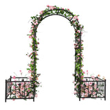 Ultym 76" W x 86" H Black Metal Garden Arbor with Planter Boxes