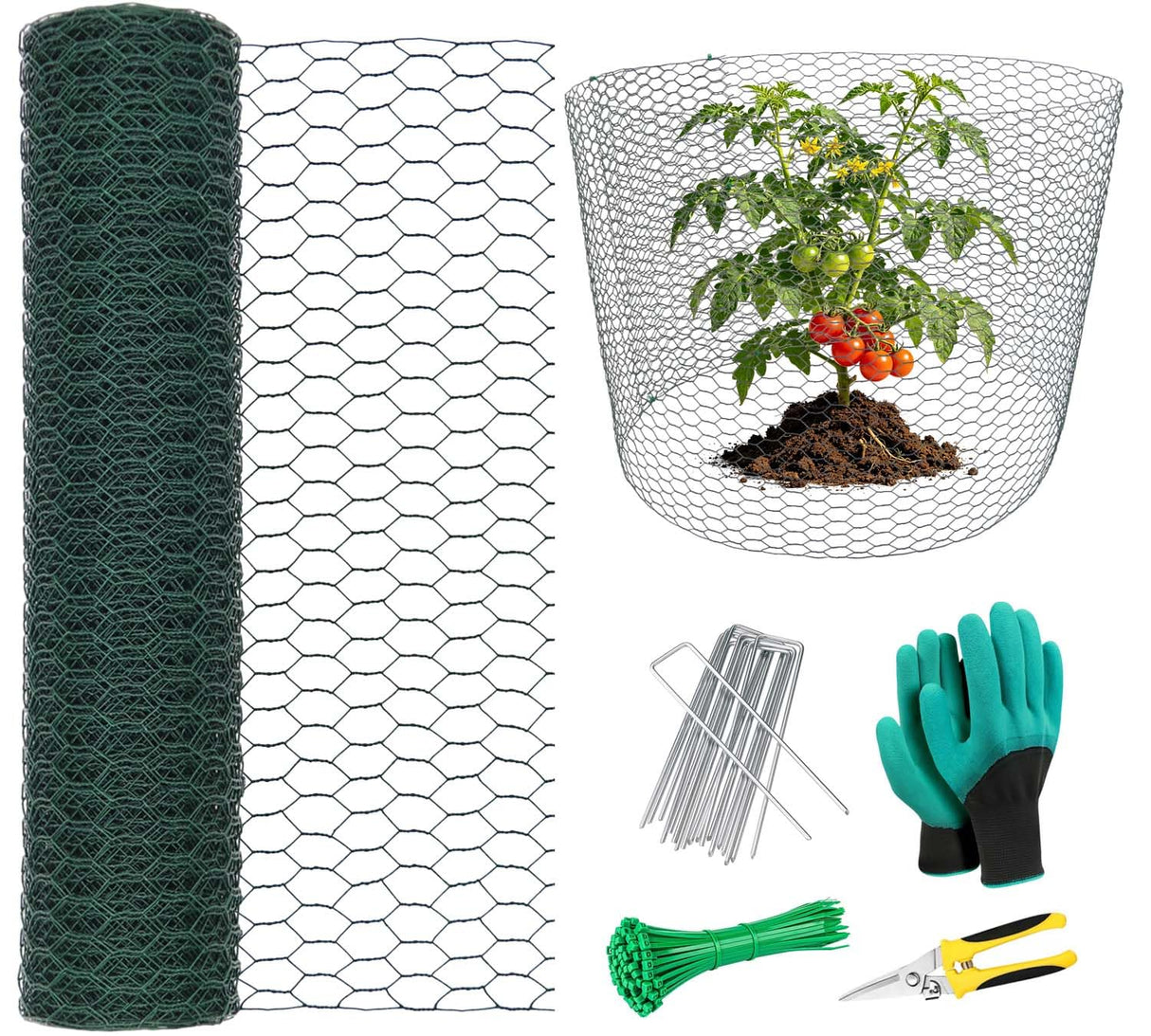Mklsit Plant Protectors from Animals, Wire Plant Fence Cage, 32.8Ft x 16In