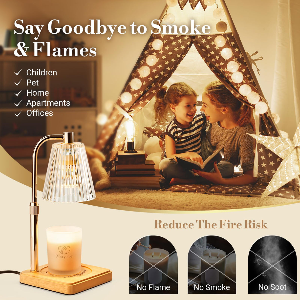 Marycele Candle Warmer Lamp with Timer Dimmer, Christmas Birthday Gifts for Mom Women Sister Her, House Warming Gifts, Thanksgiving Decorations for Office Room Home Decor, Clear Adjustable Wax Warmer