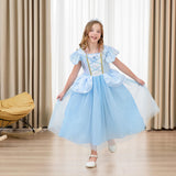DLLYING Cinderella Dresses For Girls Little Kids Toddler Princess Fancy Dress Up Clothes + Accessories Halloween Christmas Carnival Birthday Party Role Play Cosplay Costume Blue 3-4 Years