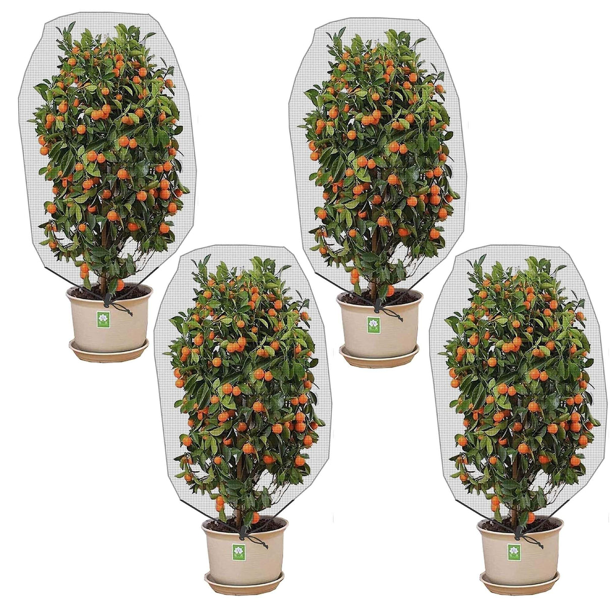 4 Pcs Insect Bird Barrier Tree Net with Drawstring, 4.9 x 3.2 Ft Garden Bird Netting Plant Cover, Fruit Tree Netting for Protect Plants Fruits Flowers from Insect Bird Eating
