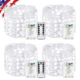 4 Pack White Fairy Lights Battery Operated with Remote, Waterproof 20FT 60LED Cuttable Twinkle Lights with Timer Indoor Outdoor, String Light for Bedroom, Classroom, Wedding, DIY, Christmas Décor