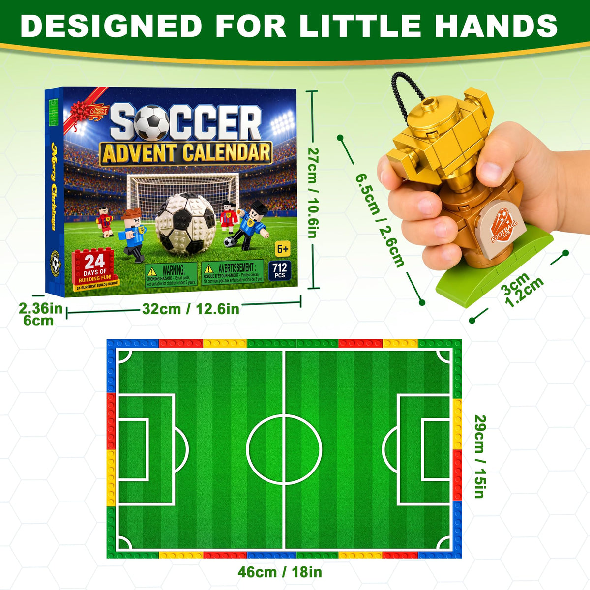Soccer Advent Calendar 2026 for Kids Boys, 24-Day Building Countdown Gifts