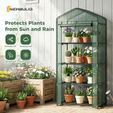 NEWBULIG Mini Greenhouse with Durable PE Cover Roll-up Zipper Door 4 Tier, 27"x19"x63" Small Greenhouse for Outdoors Indoor Balcony, Porch, Garden, Patio, Backyard Green Houses, Green