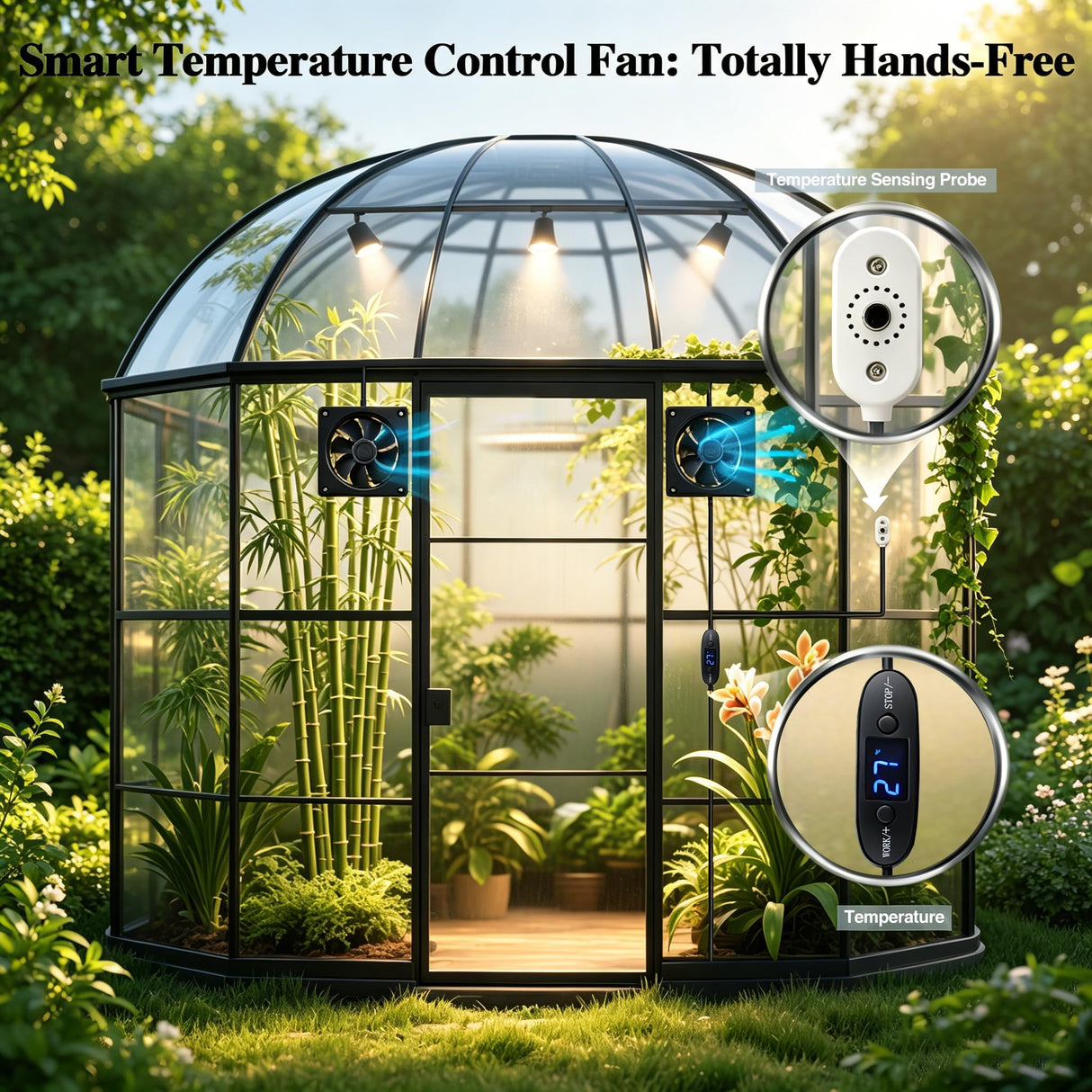 5V USB Digital Temperature Controller Socket, 0-60°C Adjustable Thermostat with Magnetic Probe,2A10W Output for USB Fan,Reptile Tank,Greenhouse,Aquarium &AV Cabinet Temperature Control and Ventilation