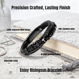 Enjoy Risingsun Bible Verse Christian Bracelet for Men, Adjustable Braided Black Leather Cross Jewelry, Inspirational Religious Faith Gifts for Men, Dad, Son, Husband (Joshua 1:9)