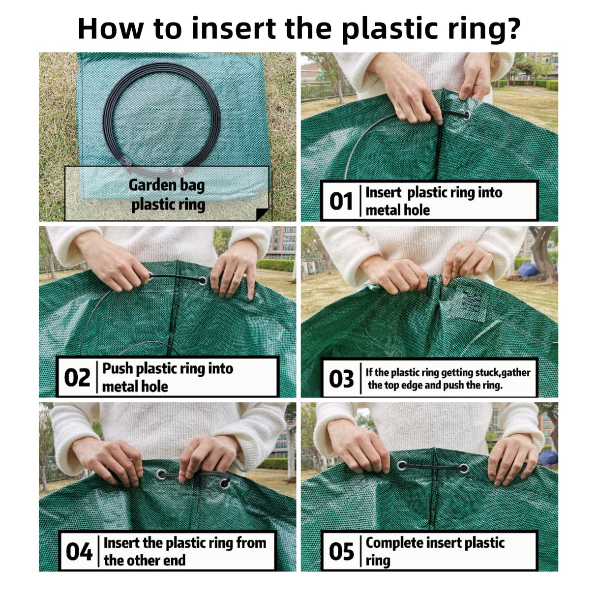 Pilntons 3 Pack 137 Gallons Reusable Yard Waste Bags with Double Bottom Extra Large Leaf Lawn Bags Reusable Heavy Duty With 4 Handles Garden waste Bags Containers for Debris Grass Clipping