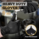 TitanFlex Heavy Duty Black Nitrile Gloves, 6-mil, Fully Textured, Medium 100-ct Box, Mechanic Disposable Gloves, Work Gloves, Latex Free, Powder Free, Rubber Gloves for Food Prep