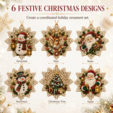 6 Pcs Christmas Pearl Art Ornament Kits, DIY Gem Craft for Tree Decor