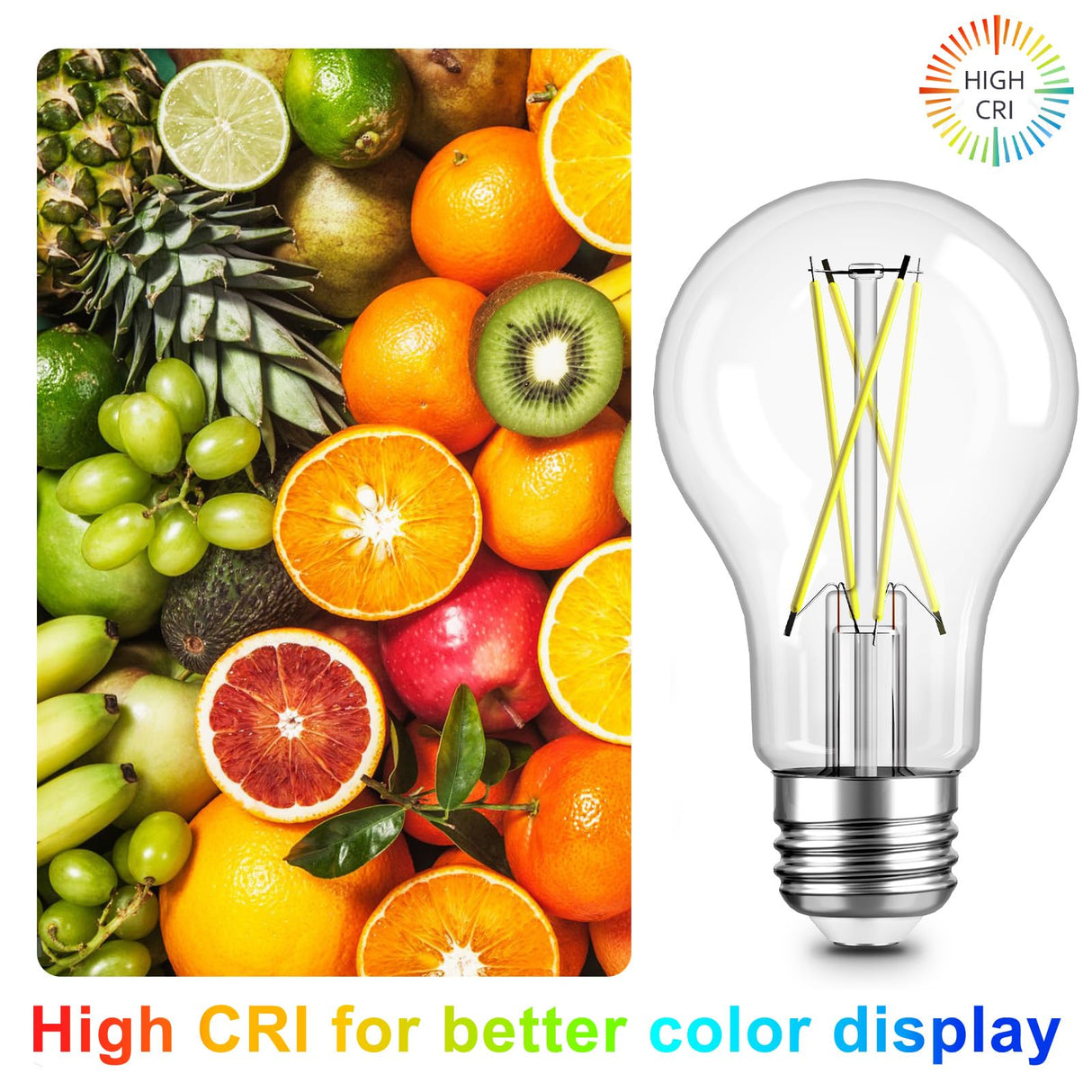 TJOY 12 Pack A19 Vintage LED Edison Bulbs, Dimmable, 60W Equivalent, High Brightness 5000K Daylight, Ultra-Bright, 8W E26 Standard Base, 800 Lumens, CRI80+, Clear Glass Filament Bulb for Home