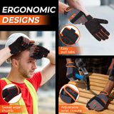 HANDLANDY Work Gloves Mens & Women, Utility Safety Mechanic Working Gloves Touch Screen, Flexible Breathable Yard Work Gloves (Small, Orange)