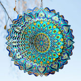 Hippolytusiart Wind Spinner Mandala Peacock Blue Ocean,12Inch Stainless Steel Wind Spinners Outdoor,Gifts for Women,Mother,Men,Father,Holidays,3D Kinetic Yard Art Decorations,Christmas Garden Decor