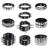 10 Pieces Studded Bracelet, Emo Spiked Bracelets Y2k Black Leather Rivet Punk Bracelet Rock Cuff Goth Bracelets Punk Accessories Halloween for Men Women