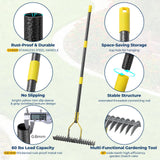 Rake, 70" Heavy Duty Metal Dethatcher Rake with 15" Wide Double-Edged Sharp Tines Thatch Rakes for Lawns,Mulch Dead Grass Removal, Loosening Soil,Lawn Care, Dethatching,Yard,Garden