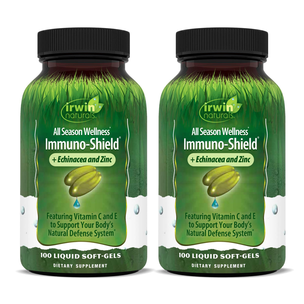 Irwin Naturals Immuno-Shield - 100 Liquid Softgels, Pack of 2 - All Season Wellness for Body's Natural Defense System - 32 Total Servings