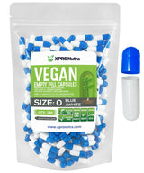 XPRS Nutra Size 0 Empty Capsules - 100 Count Empty Vegan Capsules - Vegetarian Pills - DIY Vegetable Capsule Filling - Veggie Pill Caps for Do-It-Yourself Suplements (Blue/White)