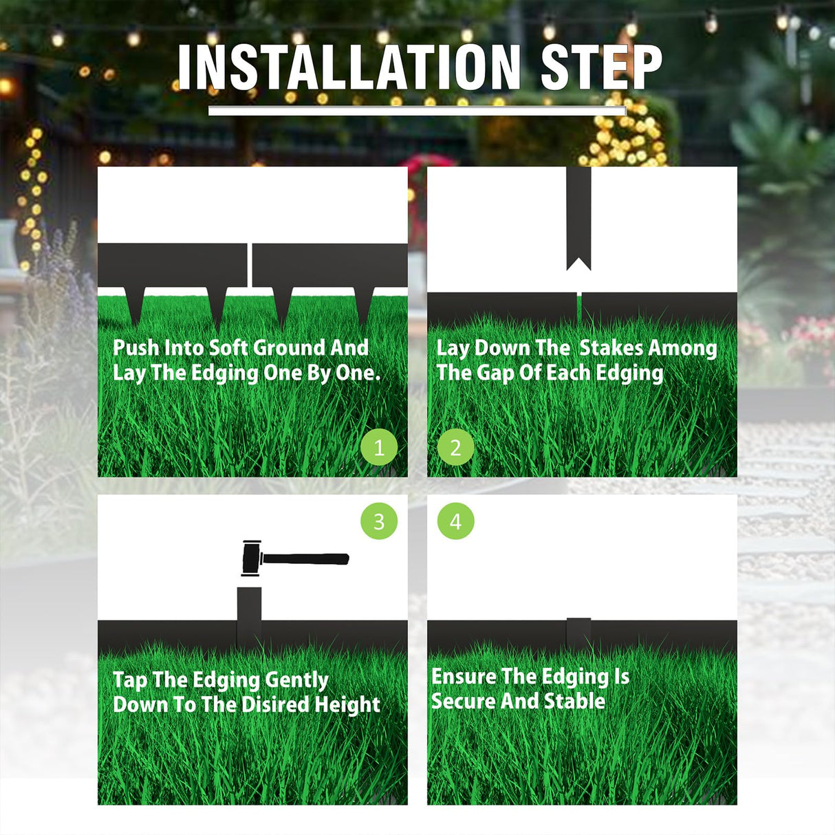 33ft. Galvanized Steel Landscape Edging (10-Pack) – 40" Metal Edging for Landscaping with 11 Stakes, Hammer-in Metal Landscaping Edging for Yard Pathway & Flower Beds – Lawn Edge for Garden Design