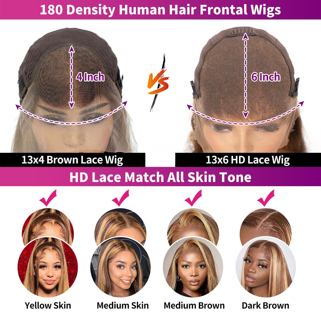Btomar 30 Inch Ombre Highlight 13x6 Lace Front Wigs Human Hair HD Transparent Straight Lace Front Wigs Human Hair Pre Plucked 180% Density Glueless #4/27 Colored Honey Blonde Wig for Women