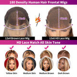 Btomar 30 Inch Ombre Highlight 13x6 Lace Front Wigs Human Hair HD Transparent Straight Lace Front Wigs Human Hair Pre Plucked 180% Density Glueless #4/27 Colored Honey Blonde Wig for Women