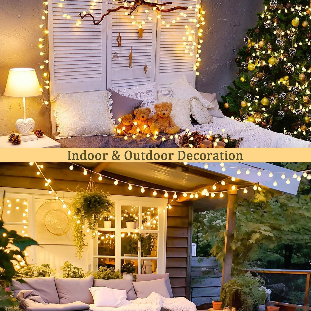 JMEXSUSS 100 LED Connectable Globe String Lights Indoor Bedroom, 33ft Warm White Christmas Lights Plug in with Remote, 8 Mode Hanging Fairy Lights Outdoor for Room Classroom Party Tree Christmas Decor