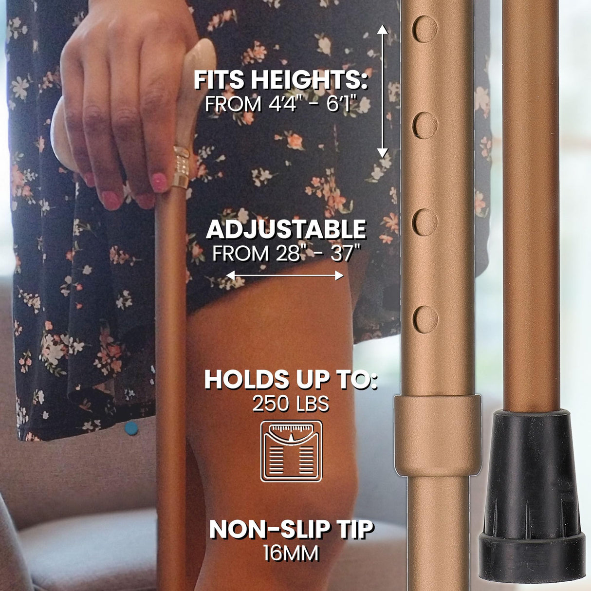 Pearlz Designer Adjustable Cane (Champagne)