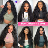 GYAJEP 32 inch Deep Wave Lace Front Wigs Human Hair 13x6 HD Lace Front Wigs Human Hair Pre Plucked 200% Density Deep Wave Wig Human Hair with Baby Hair Natural Color