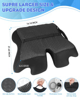 Extra Large Memory Foam Seat Cushion Thick for Long Sitting Office Chair Pressure Relief Tailbone Pain Relief Height Adjustable with Retaining Strap for Office, Gaming Chair, Car, Wheelchair