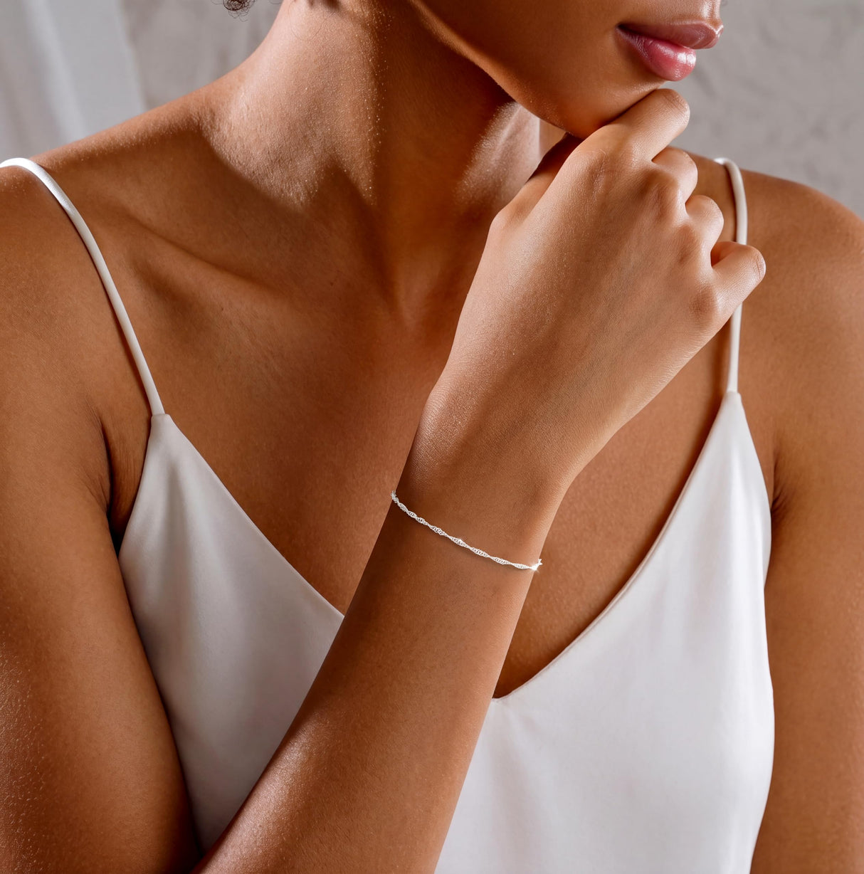 Carffordo 925 Sterling Silver Bracelets for Women, Twist Silver Bracelet