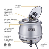 SYBO SB-6000-2G Commercial Grade Soup Kettle with Hinged Lid and Detachable Stainless Steel Insert Pot for Restaurant and Big Family, 10.5 Quarts, Silver