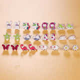60 Pairs Cute Earrings Set - Hypoallergenic Stainless Steel Studs with Cartoon Characters, Colorful Faux Pearls & Sparkling Cubic Zirconias (#1)