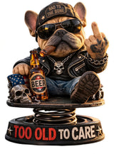 Pure Compression Too Old to Care Dashboard Bobbleheads Statue for Cars - Bulldog Figurine Decoration for Outdoor Garden - Funny Gag Gifts