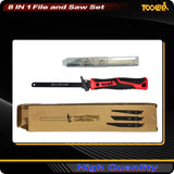 8-In-1 Multi Blades Hand Saw, Drywall Cutter. Hacksaw. Long Blade, Jab Saw, For Cutting Drywall, Sheetrock, Wood, Metel, Plastic, Plywood. Blade Quick Change Mechanism. Red Handle.