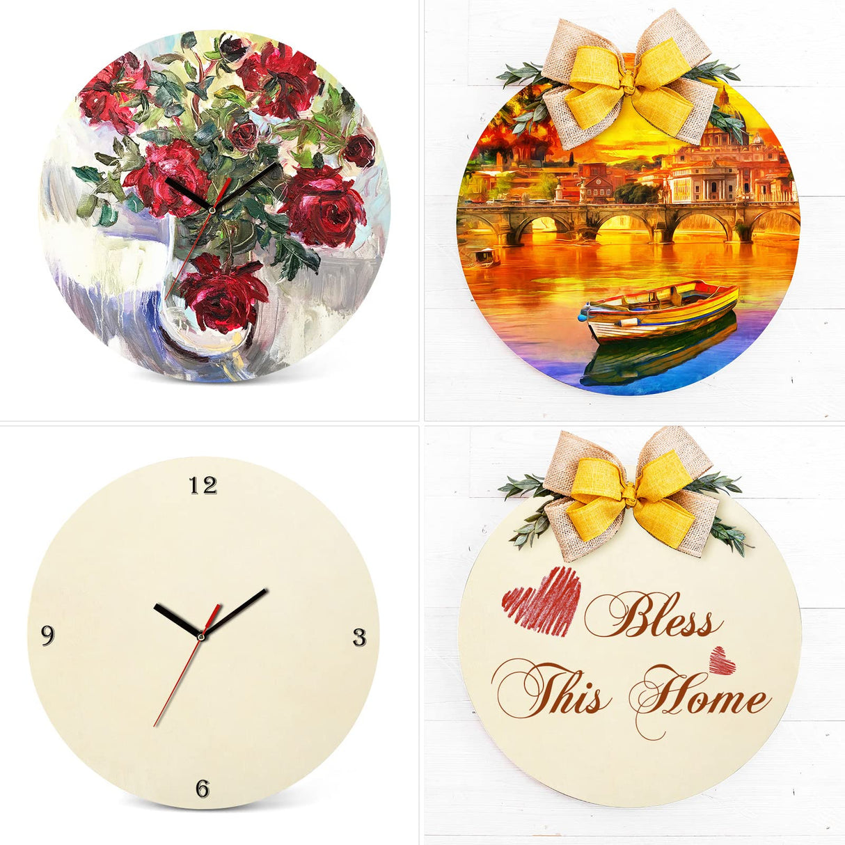 Whaline 18 Inch Wood Circles for Crafts 10Pcs Christmas Unfinished Round Wooden Discs Farmhouse Rustic Wood Sign 3mm Natural Blank Wood Slices for Winter DIY Painting Carving Art Craft Wood Burning