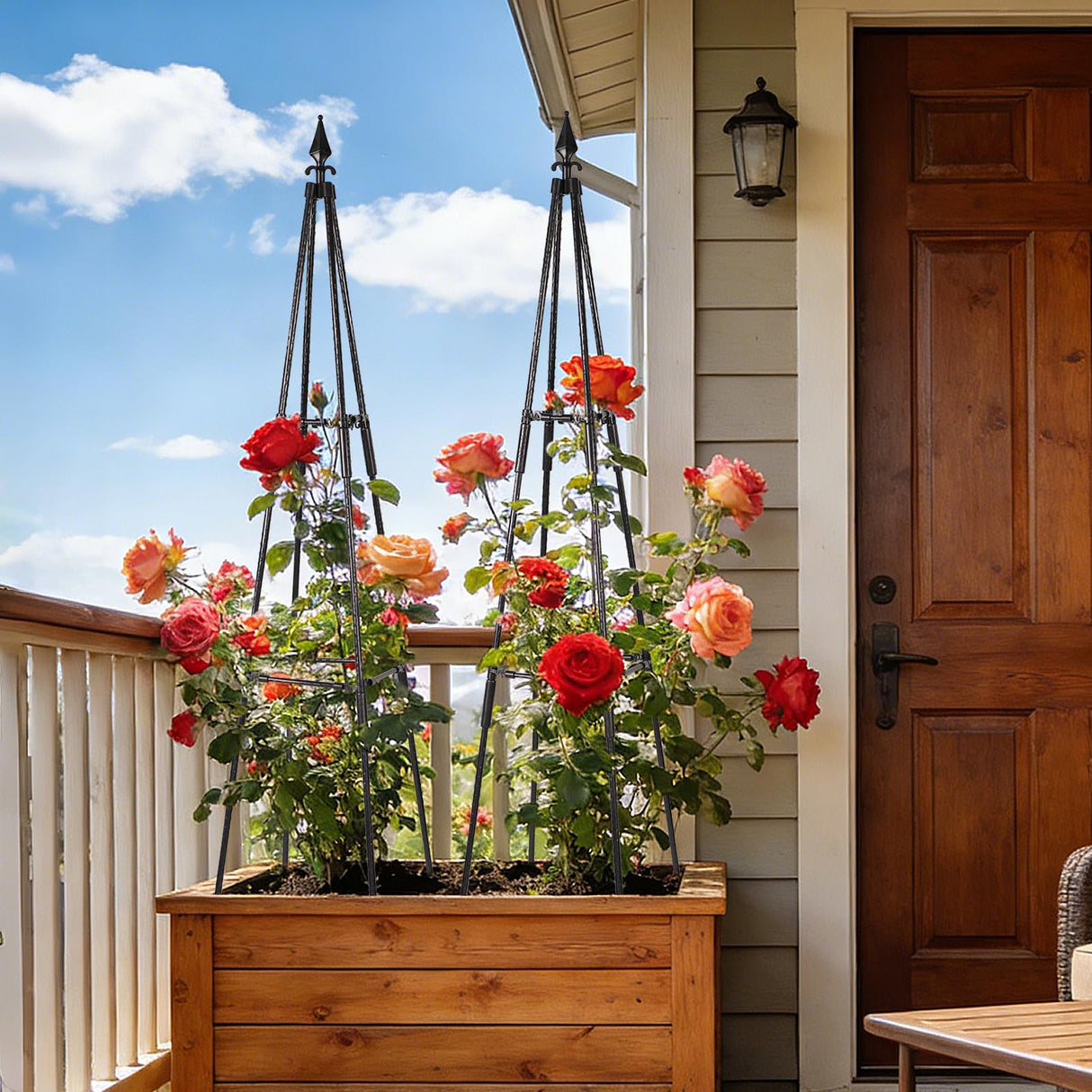 FOLLOOK Cucumber Trellis for Climbing Plants Outdoor, 67", Black, 1 Pack