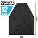 Urinal Mats (12 Pack) - High Absorbent Mats for Men's Restrooms - Mat Man. Large, Black, 12 PCS