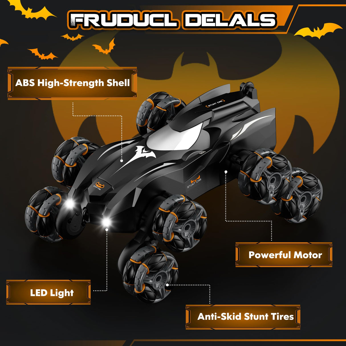 jopeaa Remote Control Car, 2.4Ghz 8WD Rc Stunt Car with Automatic Demonstration, 360° Spins, Music and LED Lights, Remote Control Cars for Boys 4 5 6 7 8-12, Christmas Birthday Gifts Toys for Boys