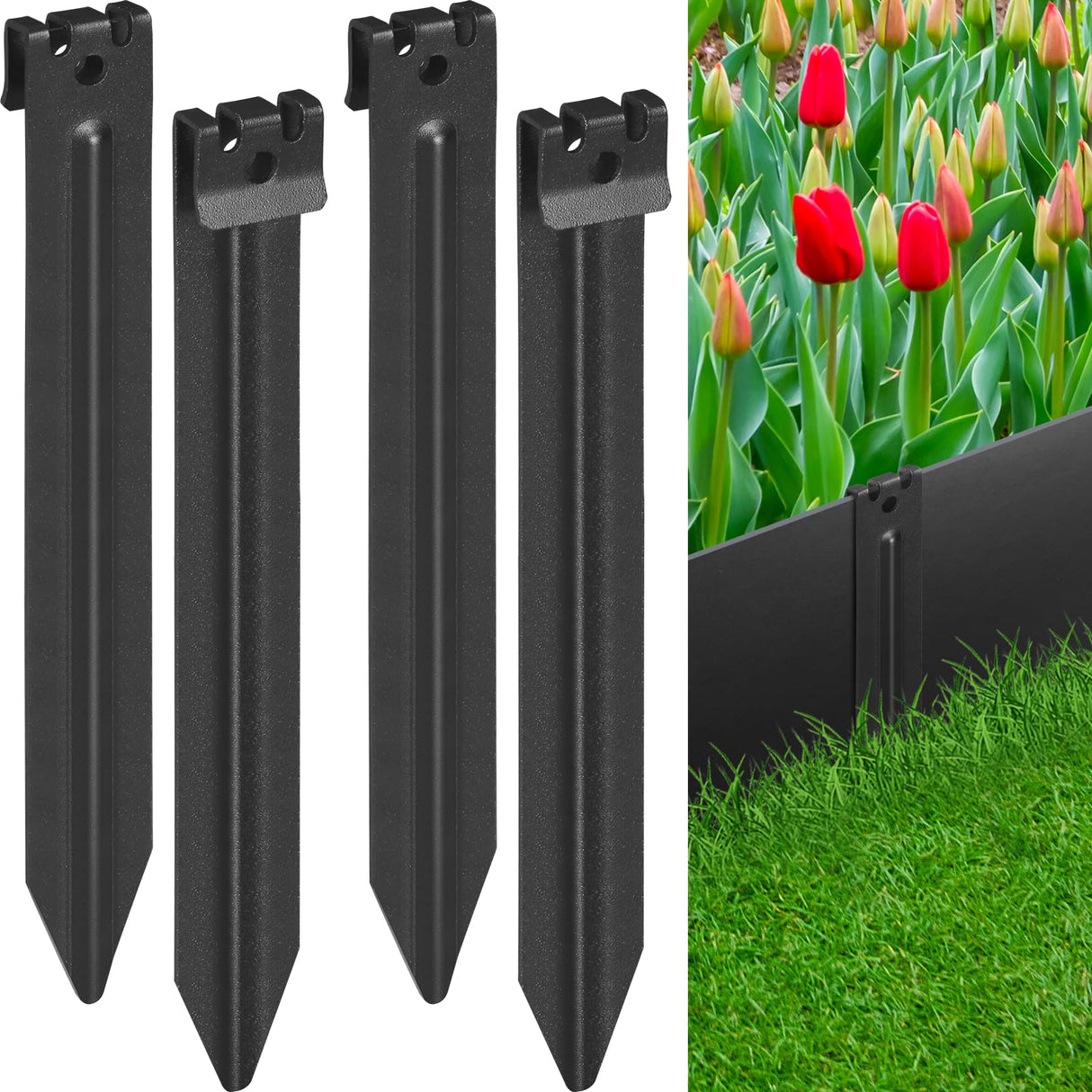 Landscape Edging Metal Stakes, 10 Inch Heavy Duty Garden Stakes (10 Pcs)