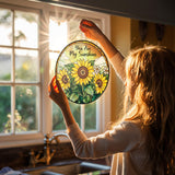 Sunflower Gifts for Women - Mothers Day, Birthday Gifts for Mom, Grandma, Mama, Step Mom, Mother in Law from Daughter Son - Sunflowers Suncatcher Stained Glass Window Hanging Decor