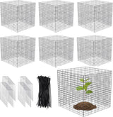 6 Pack Small Wire Plant Protectors, 24 Pieces Square Plant Protectors from Animals Mesh Plant Cage Chicken Wire Cover for Protect Plants, Garden,Shrubs and Vegetables from Animals(12x12 in)