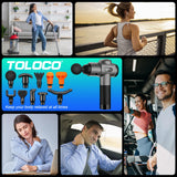 TOLOCO Massage Gun, Deep Tissue Back Massager for Athletes with 10 Massage Heads, Electric Muscle Percussion Massager for Any Pain Relief, FSA and HSA Eligible, Gifts for Fathers Day, Carbon