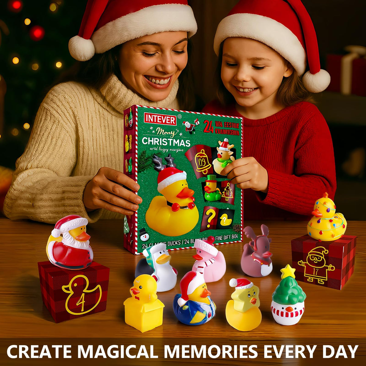 Intever Advent Calendar Christmas 2026, 24 Days of Surprise Rubber Ducks
