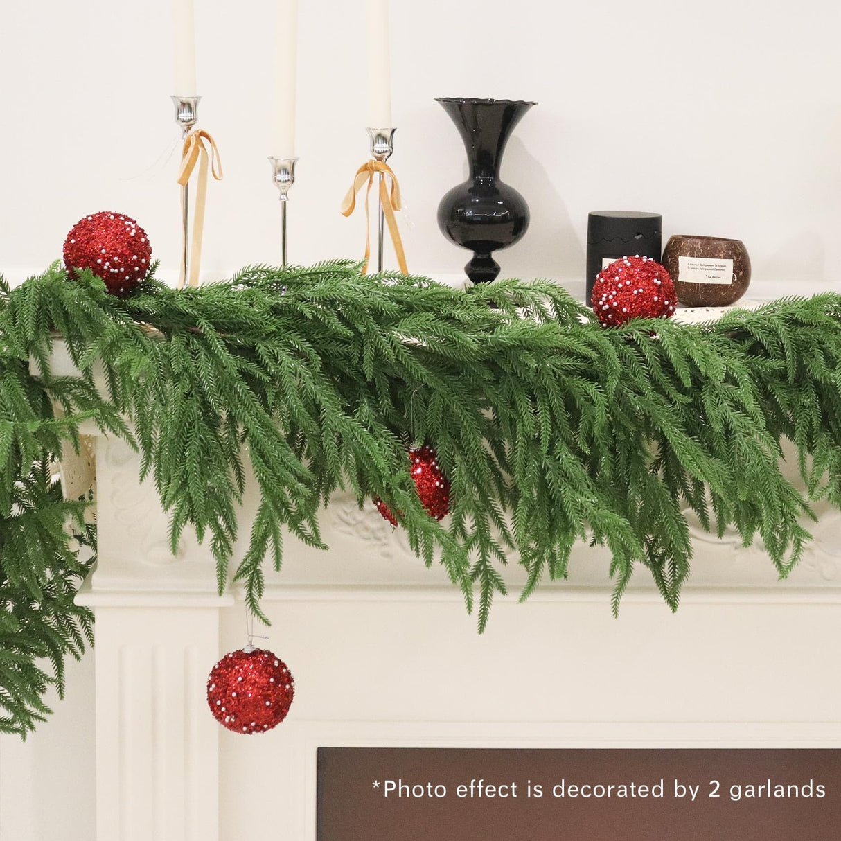 9FT Christmas Garlands Norfolk Pine Garland Real Touch Artificial Faux Greenery Garland for Holiday Indoor Outdoor Decor