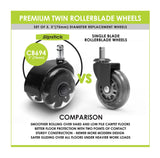 Monster 3” Dual Rollerblade Office Chair Wheels (Set of 5) Slipstick Premium Rubber Caster Wheels for Chairs, Smooth & Safe Rolling on All Flooring