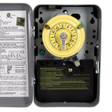 Intermatic T104 24-Hour Mechanical Timer Switch - 208–277 VAC, DPST, Indoor Metal Enclosure, Heavy-Duty, Manual Override, 40 Amp - Ideal for Lights, Pumps, Fans, and HVAC Systems