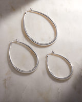 Milla Oval Silver Hoops for Women, Silver Plated, Medium Size 2.2 in