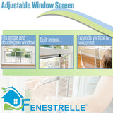 Fenestrelle Expandable Window Screen – 10″ H × 19″–36″ W Horizontal, 2‑Way Adjustable Window Screen with Flame Resistant Fiberglass Mesh, Pack of 2