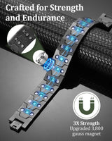 Fashtour 3X Copper Bracelet for Men Triple Ultra Strength Magnets, Masculine Design Pure Copper Magnetic Bracelet, Adjustable Length with Sizing Tool (Black)